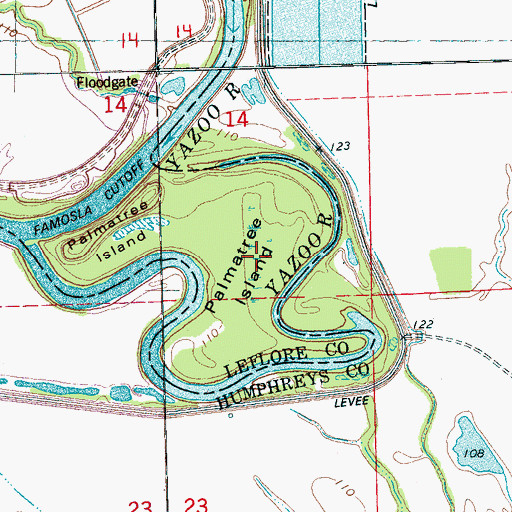 Topographic Map of Palmatree Island, MS