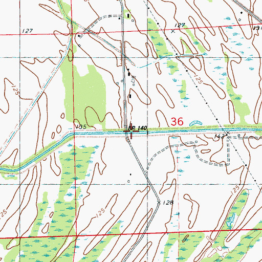 Topographic Map of Palusha Creek Canal, MS