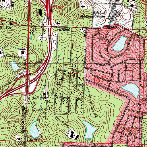 Topographic Map of New Commandment Evangelistic Church, AR