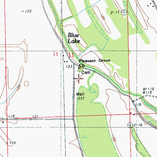 Topographic Map of Pleasant Grove Church, MS