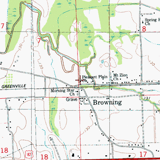 Topographic Map of Pleasant Plain Church, MS