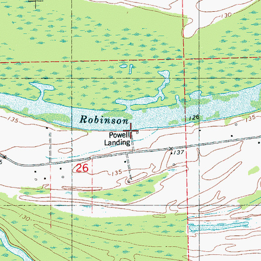 Topographic Map of Powell Landing, MS