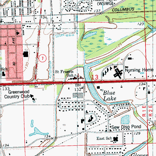 Topographic Map of Saint Francis of Assisi Catholic Church, MS