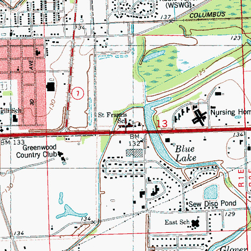 Topographic Map of Saint Francis School, MS