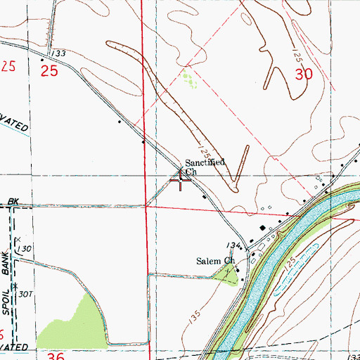 Topographic Map of Sanctified Church, MS