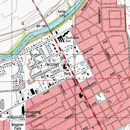 Topographic Map of Saint Johns United Methodist Church, MS