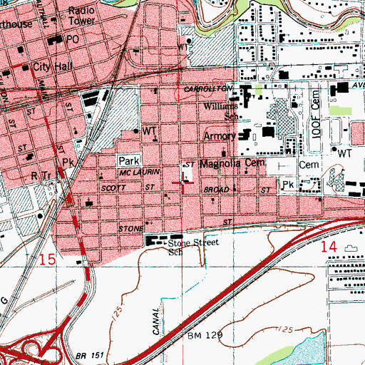Topographic Map of Saint Luke Church of God in Christ, MS