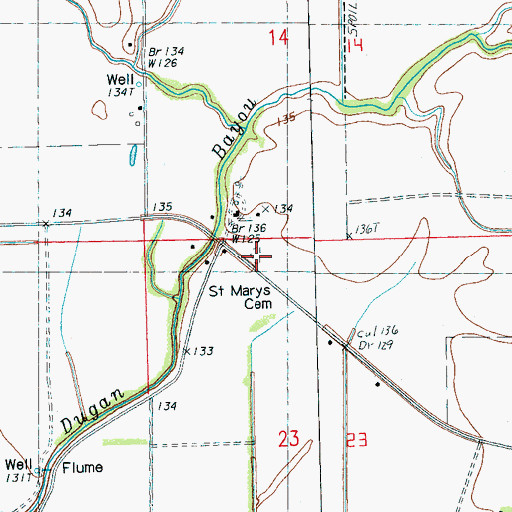Topographic Map of Saint Marys Cemetery, MS