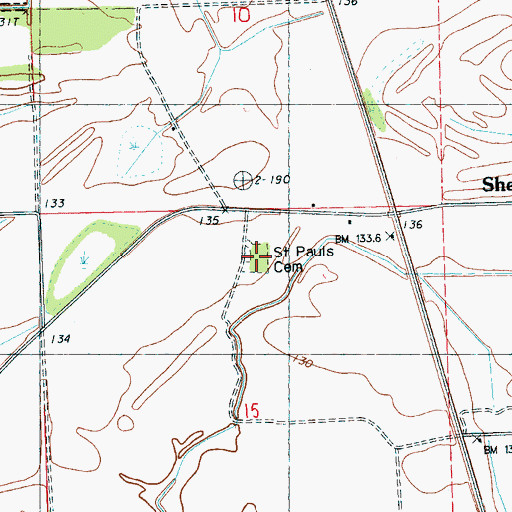 Topographic Map of Saint Pauls Cemetery, MS