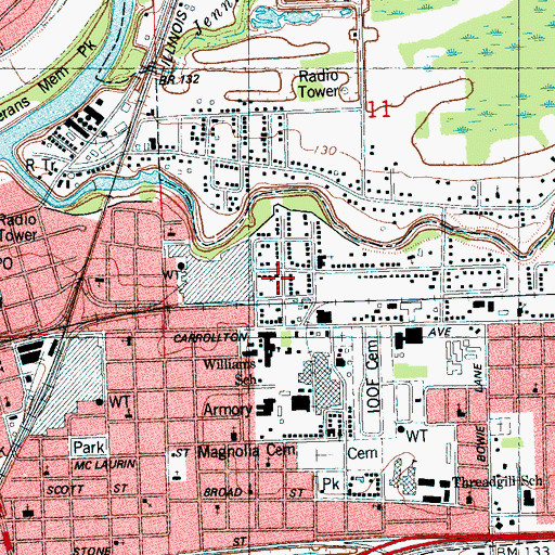 Topographic Map of Salvation Army Church, MS