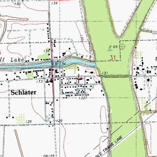 Topographic Map of Schlater Baptist Church, MS