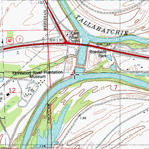 Topographic Map of Stokelys Ferry (historical), MS