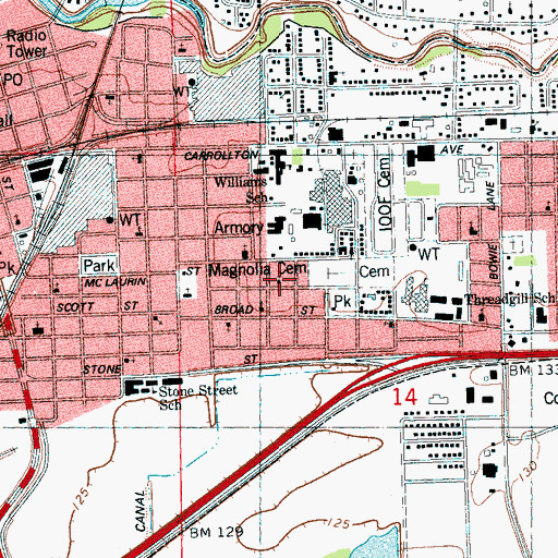 Topographic Map of Union Grove Baptist Church, MS