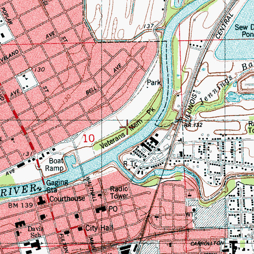 Topographic Map of Veterans Memorial Park, MS
