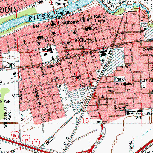Topographic Map of Wesley United Methodist Church, MS