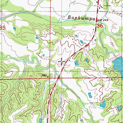 Topographic Map of Ashville (historical), MS