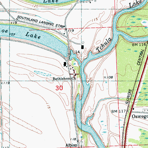 Topographic Map of Bethlehem Church, MS
