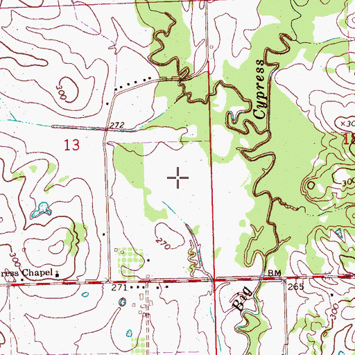 Topographic Map of Cypress Creek Campgrounds (historical), MS