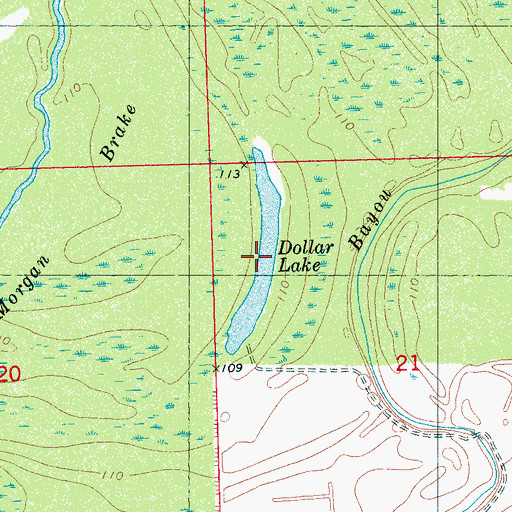 Topographic Map of Dollar Lake, MS