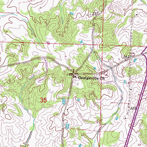 Topographic Map of Georgeville (historical), MS