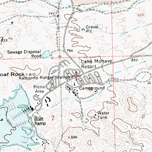 Topographic Map of Lake Mohave Resort, AZ