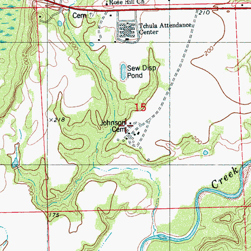 Topographic Map of Johnson Cemetery, MS