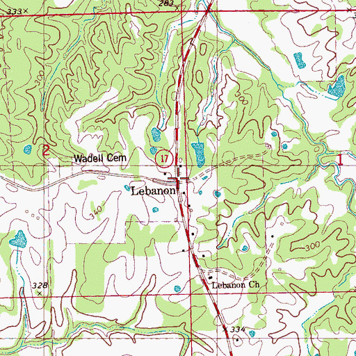 Topographic Map of Lebanon, MS