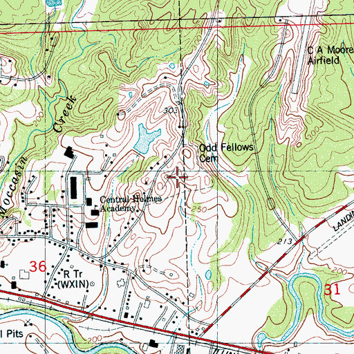 Topographic Map of Odd Fellows Cemetery, MS