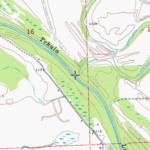 Topographic Map of Old Fannegusha Creek, MS