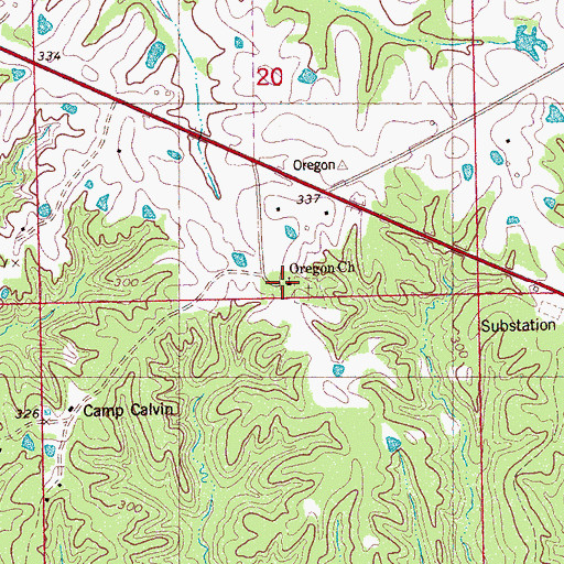 Topographic Map of Oregon Church, MS