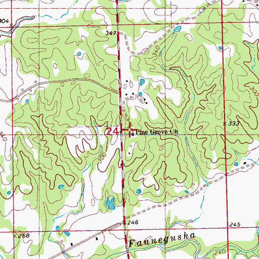 Topographic Map of Pine Grove Church, MS