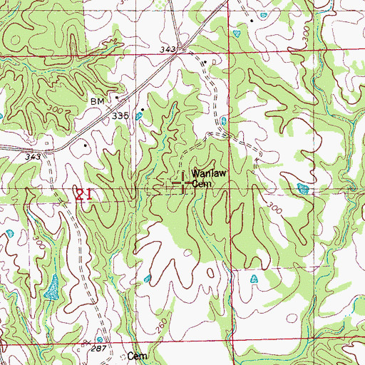 Topographic Map of Wanlaw Cemetery, MS