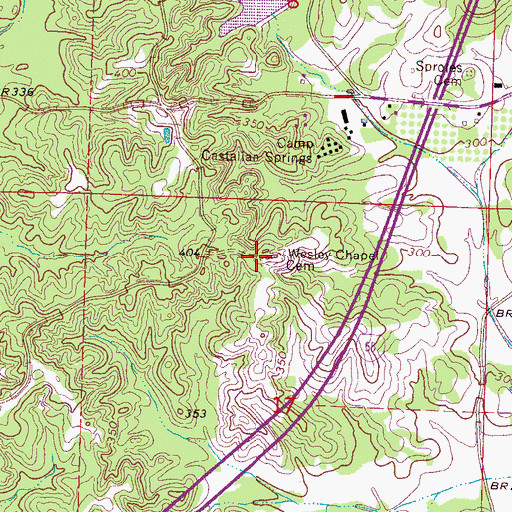 Topographic Map of Wesley Chapel (historical), MS