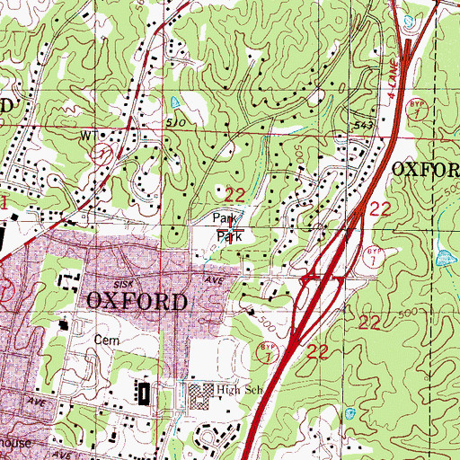 Topographic Map of Avent Park, MS