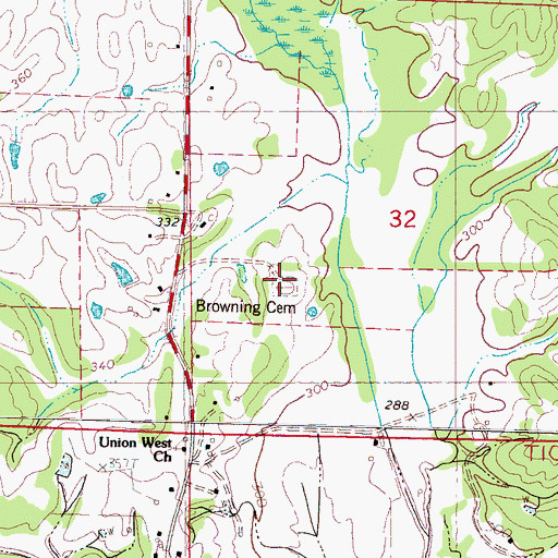 Topographic Map of Browning Cemetery, MS