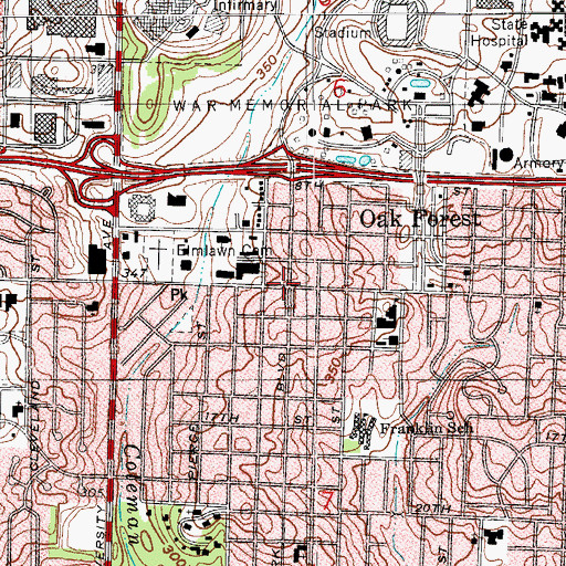 Topographic Map of Oak Forest Plaza Shopping Center, AR
