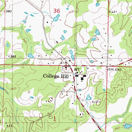 Topographic Map of College Hill Presbyterian Church, MS