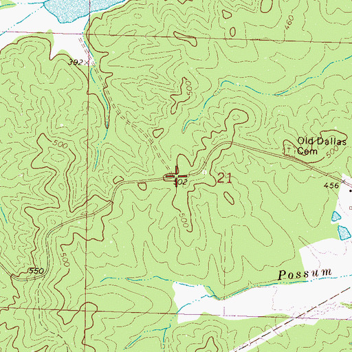 Topographic Map of Dallas (historical), MS