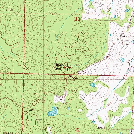 Topographic Map of Elijah Cemetery, MS