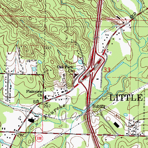 Topographic Map of Oak Park Church, AR