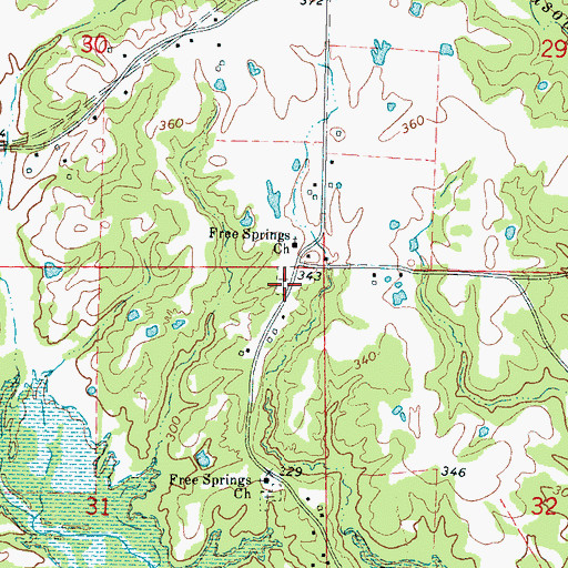 Topographic Map of Free Springs Cemetery, MS