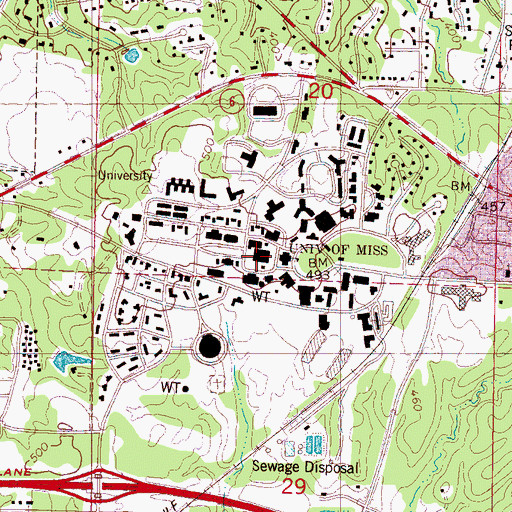 Topographic Map of John Davis Williams Library, MS