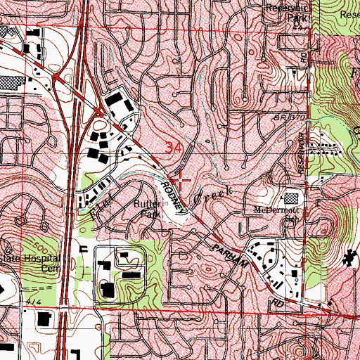 Topographic Map of Old Forge Shopping Center, AR