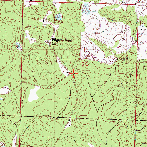 Topographic Map of Lows Store (historical), MS