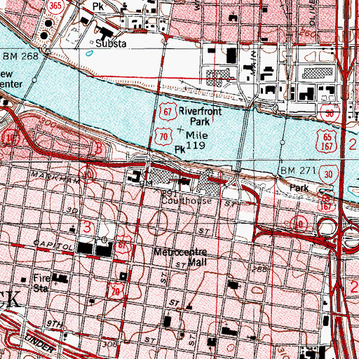 Topographic Map of Old State House Museum, AR