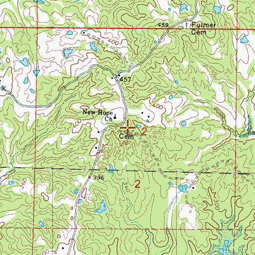 Topographic Map of New Hope Cemetery, MS