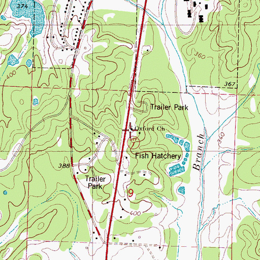 Topographic Map of Oxford Church, MS