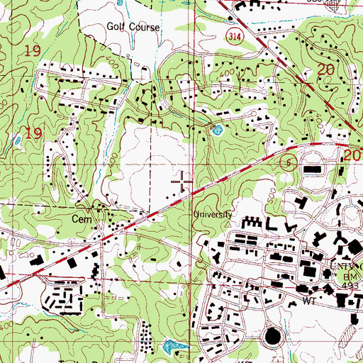 Topographic Map of Oxford Mall Shopping Center, MS