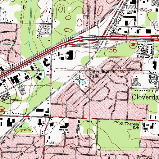 Topographic Map of Ottenheimer Park, AR