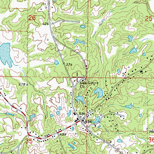 Topographic Map of Perkins Consolidated School (historical), MS